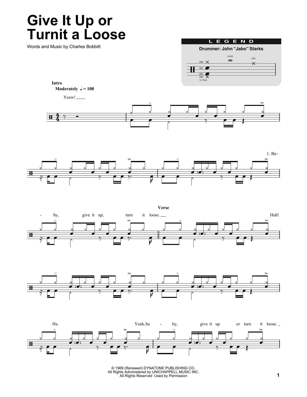 Give It Up Or Turnit A Loose (Drums Transcription) von James Brown