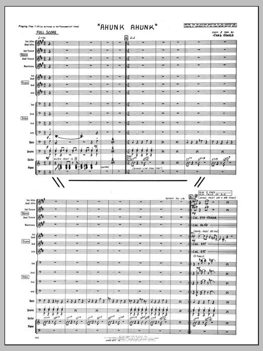 Ahunk Ahunk - Full Score (Jazz Ensemble) von Thad Jones