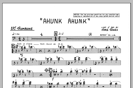 Ahunk Ahunk - 1st Trombone (Jazz Ensemble) von Thad Jones