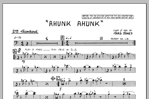 Ahunk Ahunk - 2nd Trombone (Jazz Ensemble) von Thad Jones