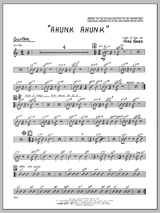 Ahunk Ahunk - Guitar (Jazz Ensemble) von Thad Jones