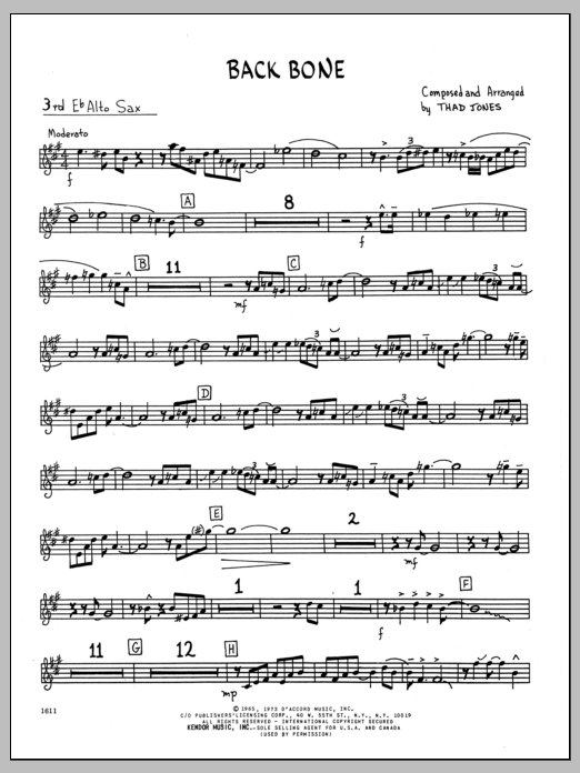 Back Bone - 3rd Eb Alto Saxophone (Jazz Ensemble) von Thad Jones