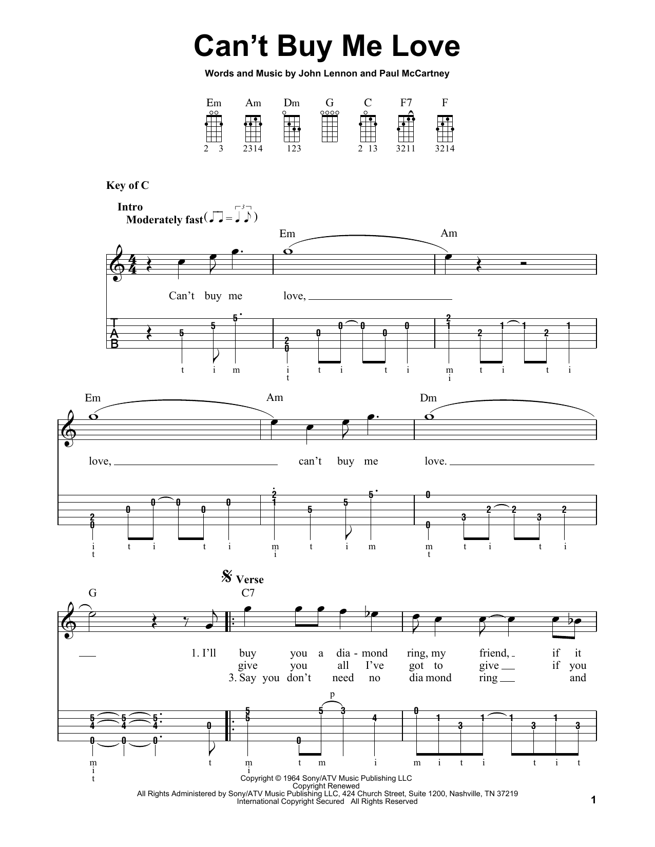 Can't Buy Me Love (Banjo Tab) von The Beatles