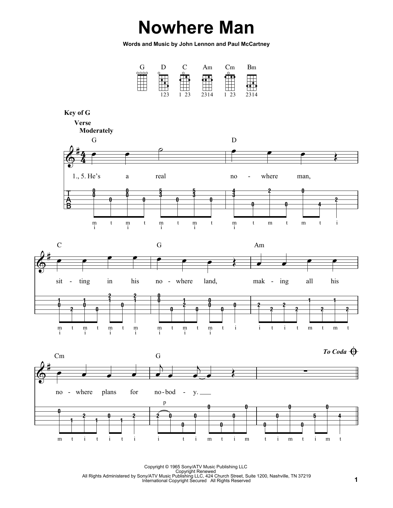 Nowhere Man (Banjo Tab) von The Beatles