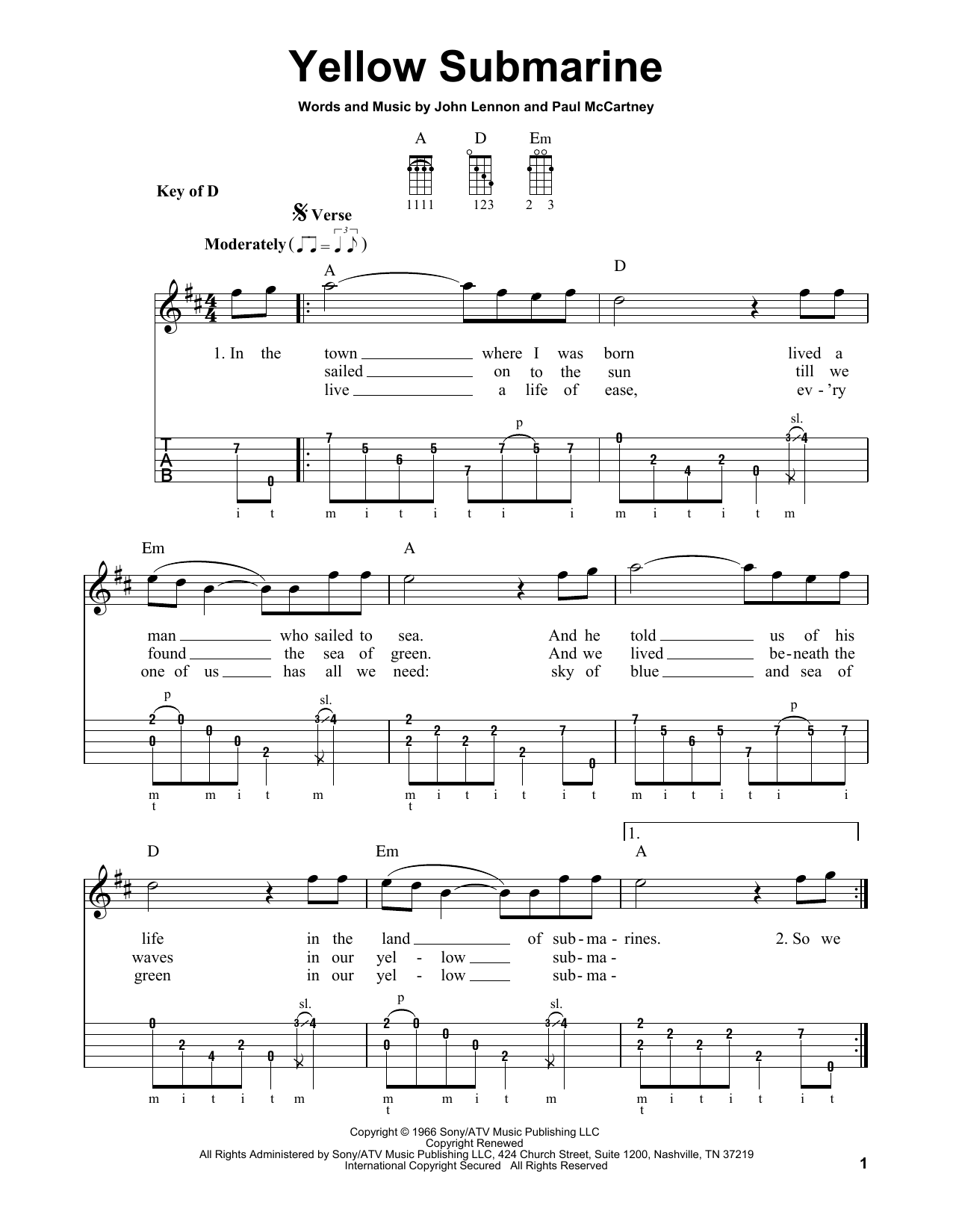 Yellow Submarine (Banjo Tab) von The Beatles