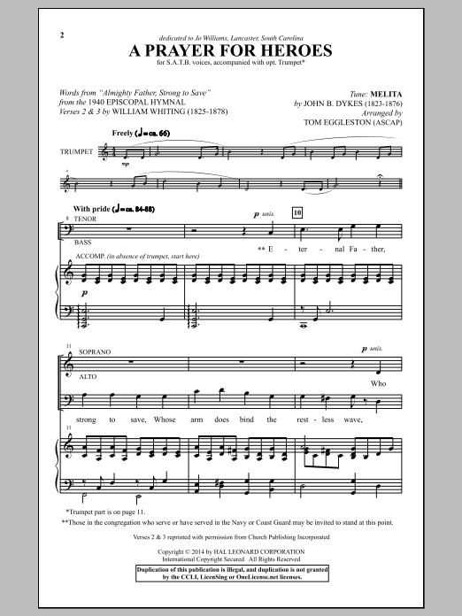 A Prayer For Heroes (SATB Choir) von Tom Eggleston