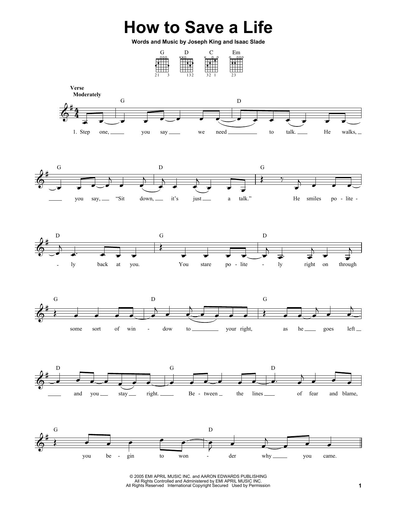 How To Save A Life (Easy Guitar) von The Fray