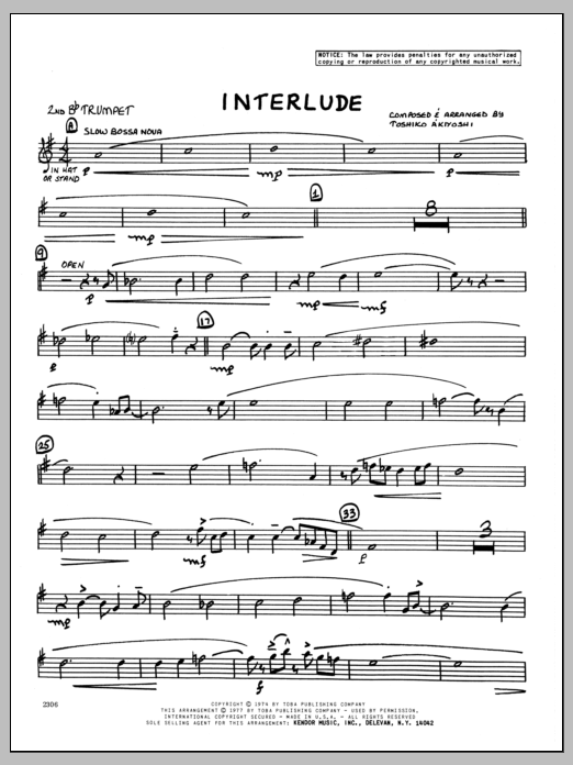 Interlude - 2nd Bb Trumpet (Jazz Ensemble) von Toshiko Akiyoshi