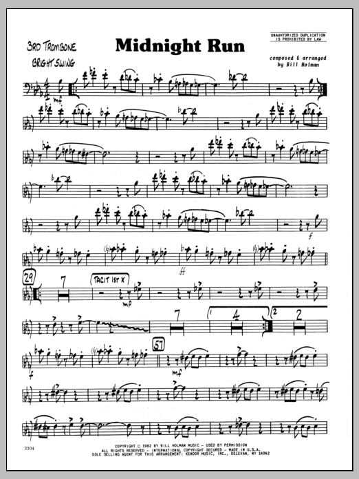 Midnight Run - 3rd Trombone (Jazz Ensemble) von Bill Holman