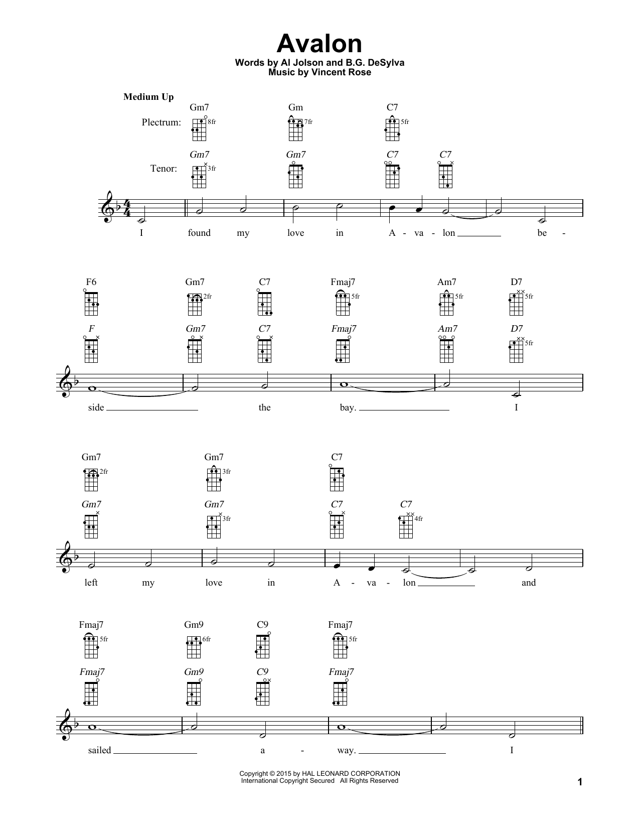 Avalon (Banjo Tab) von Al Jolson