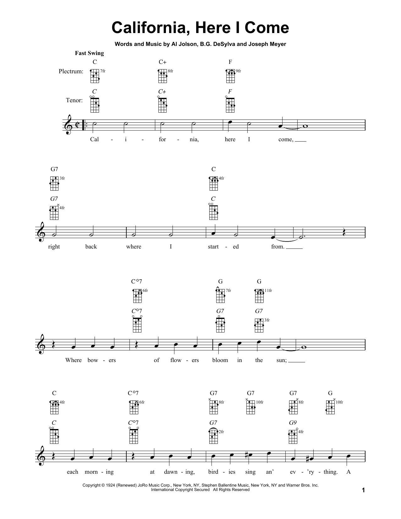 California, Here I Come (Banjo Tab) von Buddy DeSylva