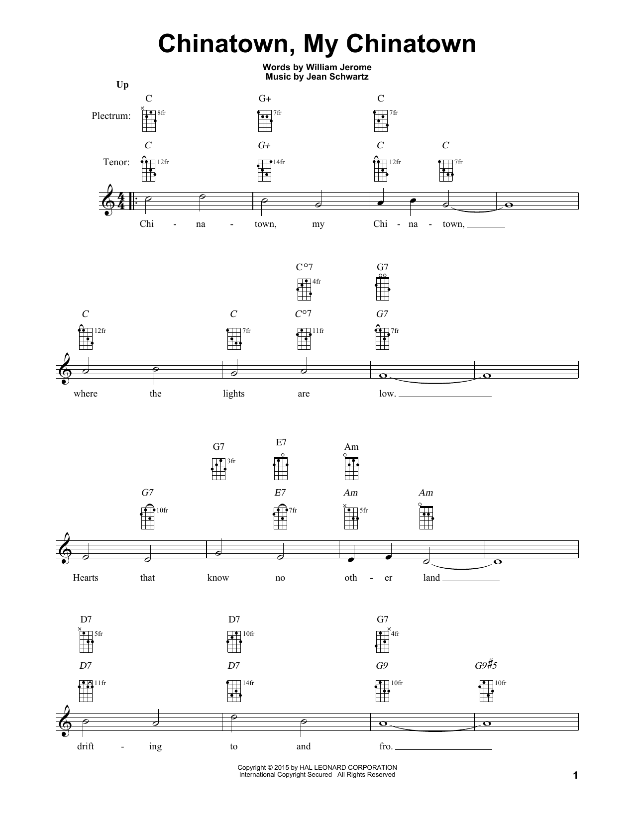 Chinatown, My Chinatown (Banjo Tab) von Jean Schwartz