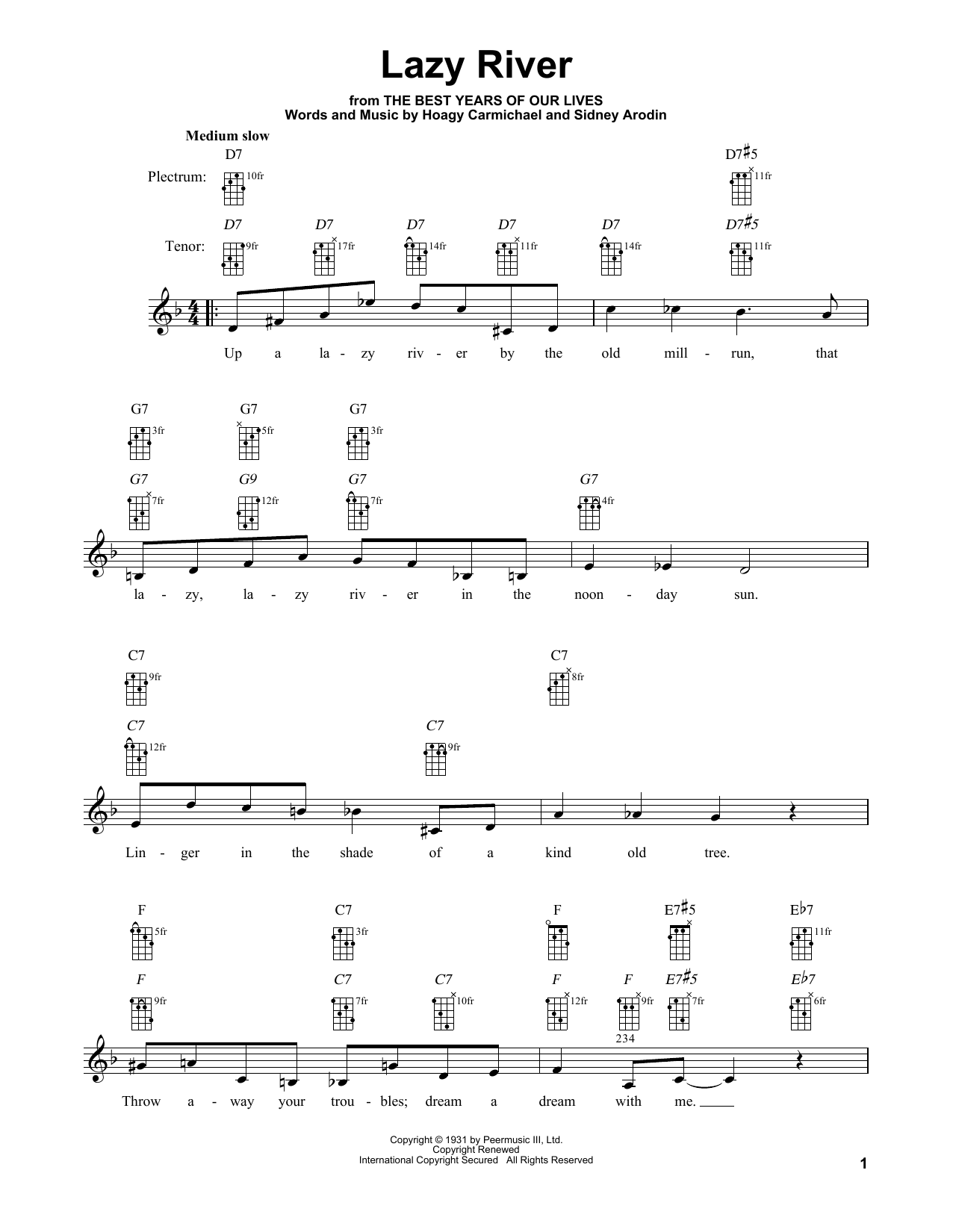 Lazy River (Banjo Tab) von Hoagy Carmichael