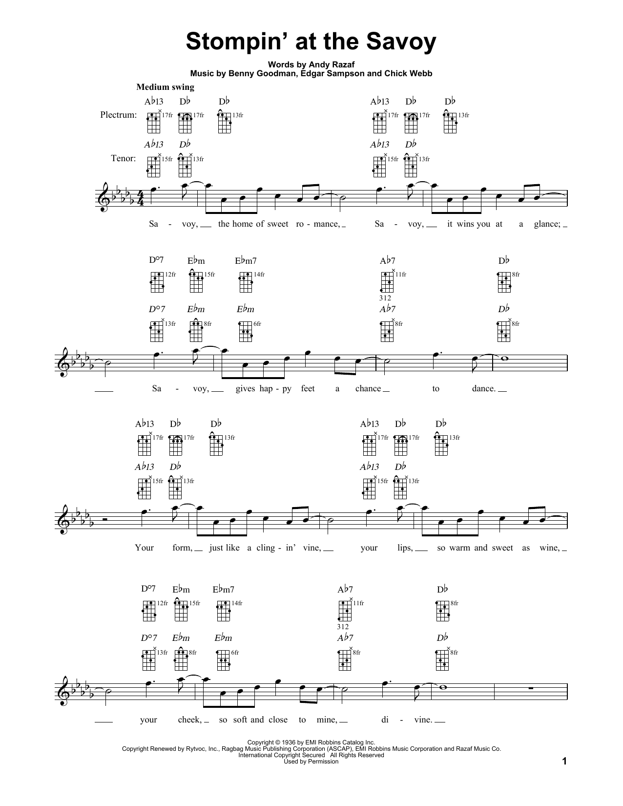 Stompin' At The Savoy (Banjo Tab) von Benny Goodman