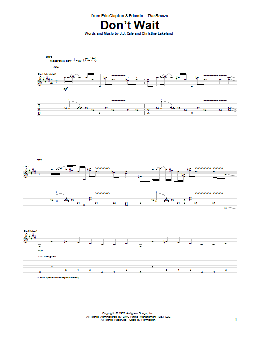 Don't Wait (Guitar Tab) von Eric Clapton