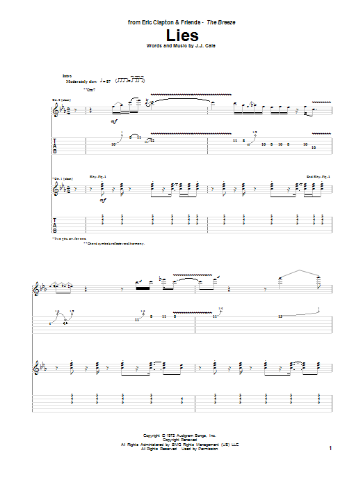 Lies (Guitar Tab) von Eric Clapton