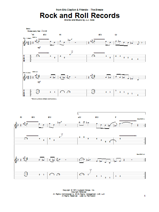 Rock And Roll Records (Guitar Tab) von Eric Clapton