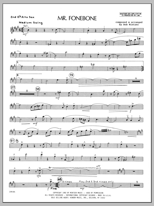 Mr. Fonebone - 2nd Eb Alto Saxophone (Jazz Ensemble) von Bob Mintzer