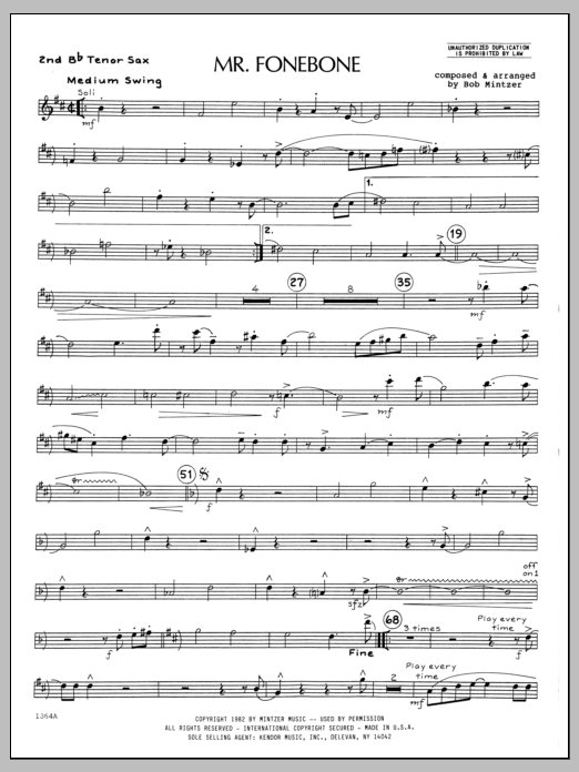 Mr. Fonebone - 2nd Bb Tenor Saxophone (Jazz Ensemble) von Bob Mintzer