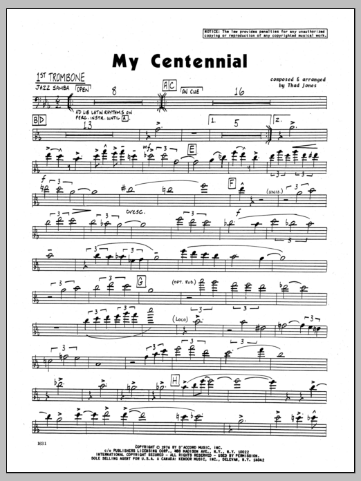 My Centennial - 1st Trombone (Jazz Ensemble) von Thad Jones