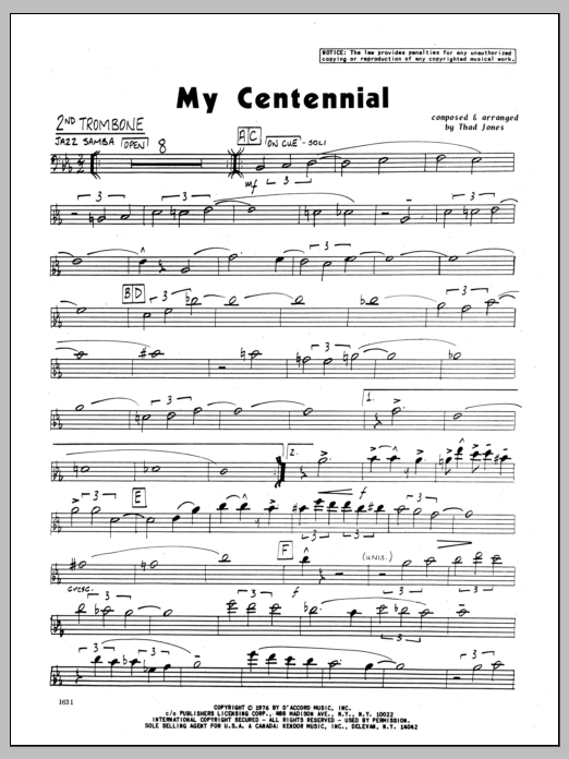 My Centennial - 2nd Trombone (Jazz Ensemble) von Thad Jones