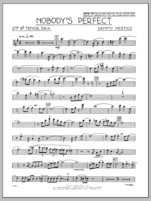 Nobody's Perfect - 2nd Eb Alto Saxophone (Jazz Ensemble) von Sammy Nestico