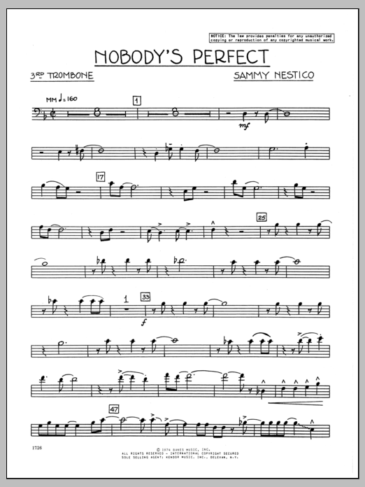 Nobody's Perfect - 3rd Trombone (Jazz Ensemble) von Sammy Nestico