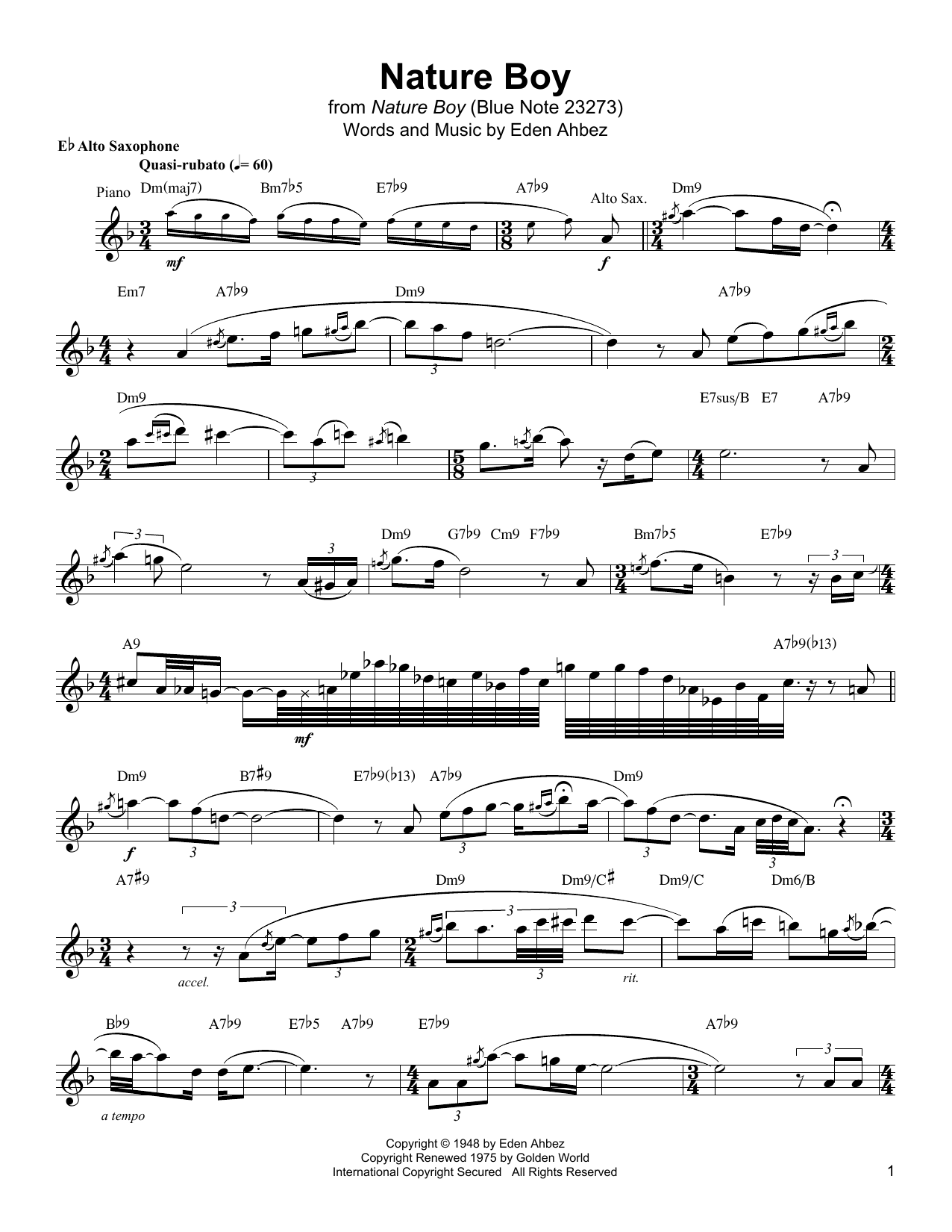 Nature Boy (Alto Sax Transcription) von Jackie McLean