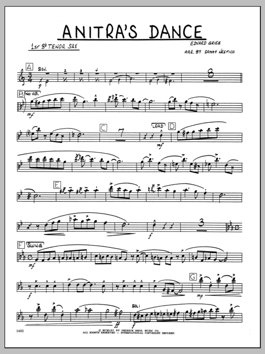 Anitra's Dance - 1st Bb Tenor Saxophone (Jazz Ensemble) von Sammy Nestico