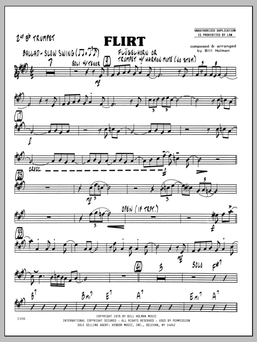 Flirt - 2nd Bb Trumpet (Jazz Ensemble) von Bill Holman