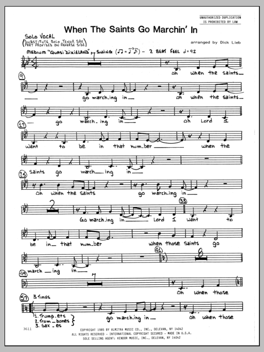 When the Saints Go Marching In - Vocal (Jazz Ensemble) von Dick Lieb
