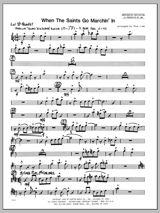 When the Saints Go Marching In - 1st Bb Trumpet (Jazz Ensemble) von Dick Lieb