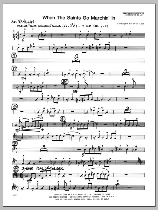 When the Saints Go Marching In - 3rd Bb Trumpet (Jazz Ensemble) von Dick Lieb