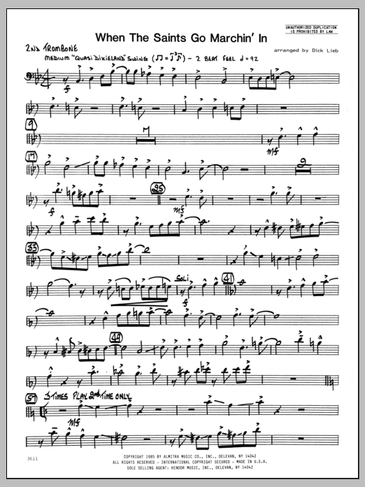 When the Saints Go Marching In - 2nd Trombone (Jazz Ensemble) von Dick Lieb