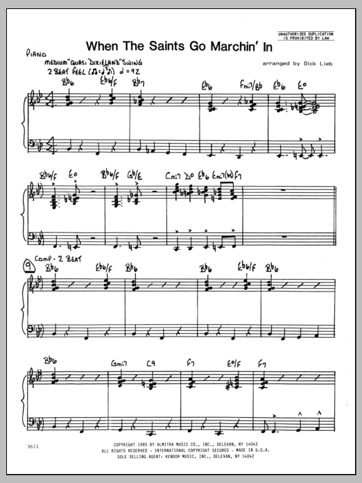 When the Saints Go Marching In - Piano (Jazz Ensemble) von Dick Lieb