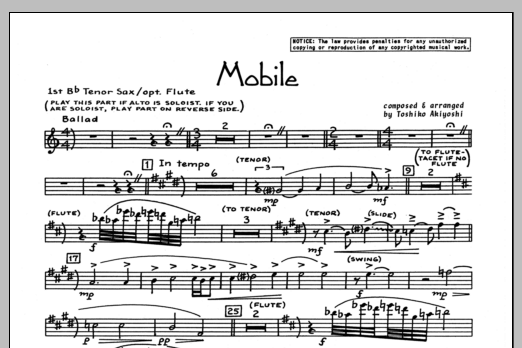 Mobile - Tenor Sax 1 (Opt. Flute) (Jazz Ensemble) von Toshiko Akiyoshi