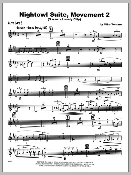 Nightowl Suite, Movement 2 (3 a.m. - Lonely City) - 2nd Eb Alto Saxophone (Jazz Ensemble) von Mike Tomaro