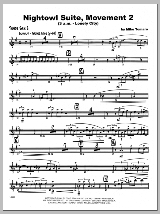 Nightowl Suite, Movement 2 (3 a.m. - Lonely City) - 2nd Bb Tenor Saxophone (Jazz Ensemble) von Mike Tomaro