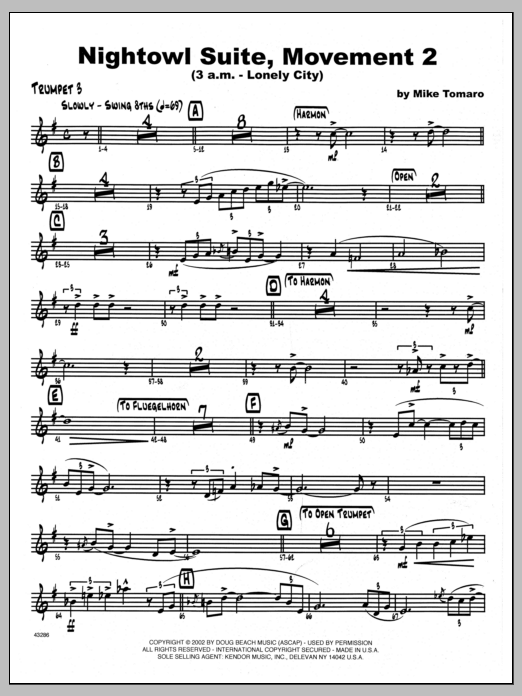 Nightowl Suite, Movement 2 (3 a.m. - Lonely City) - 3rd Bb Trumpet (Jazz Ensemble) von Mike Tomaro