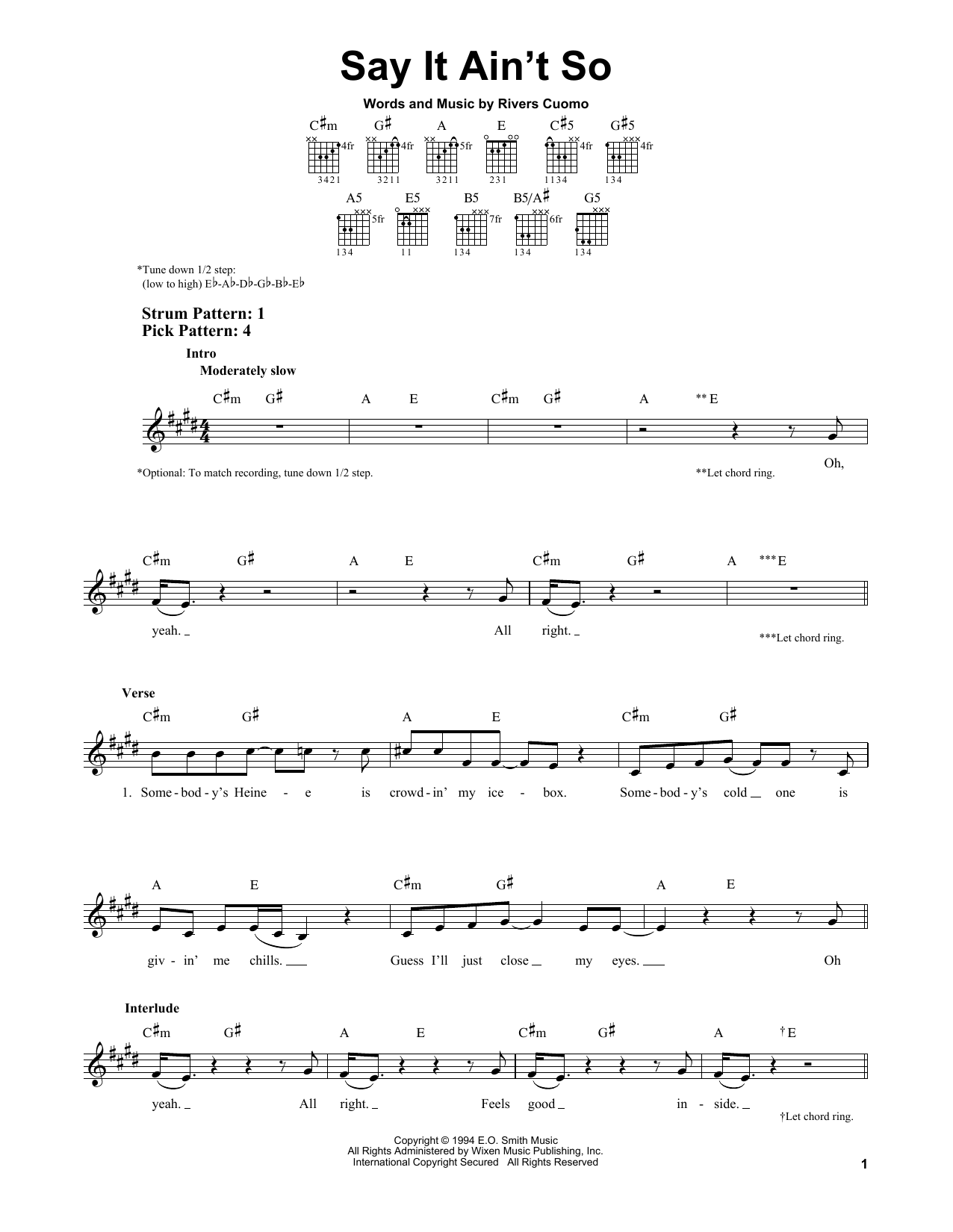 Say It Ain't So (Easy Guitar) von Weezer