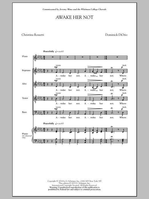 Awake Her Not (SATB Choir) von Dominick DiOrio