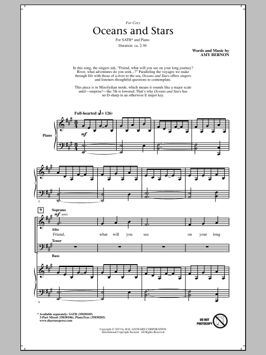 Oceans And Stars (SATB Choir) von Amy Bernon