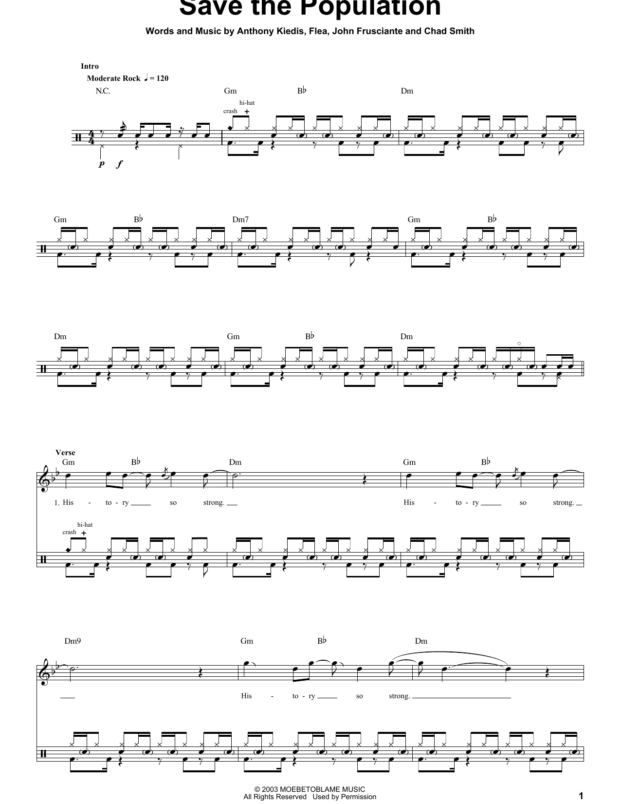 Save The Population (Drums Transcription) von Red Hot Chili Peppers