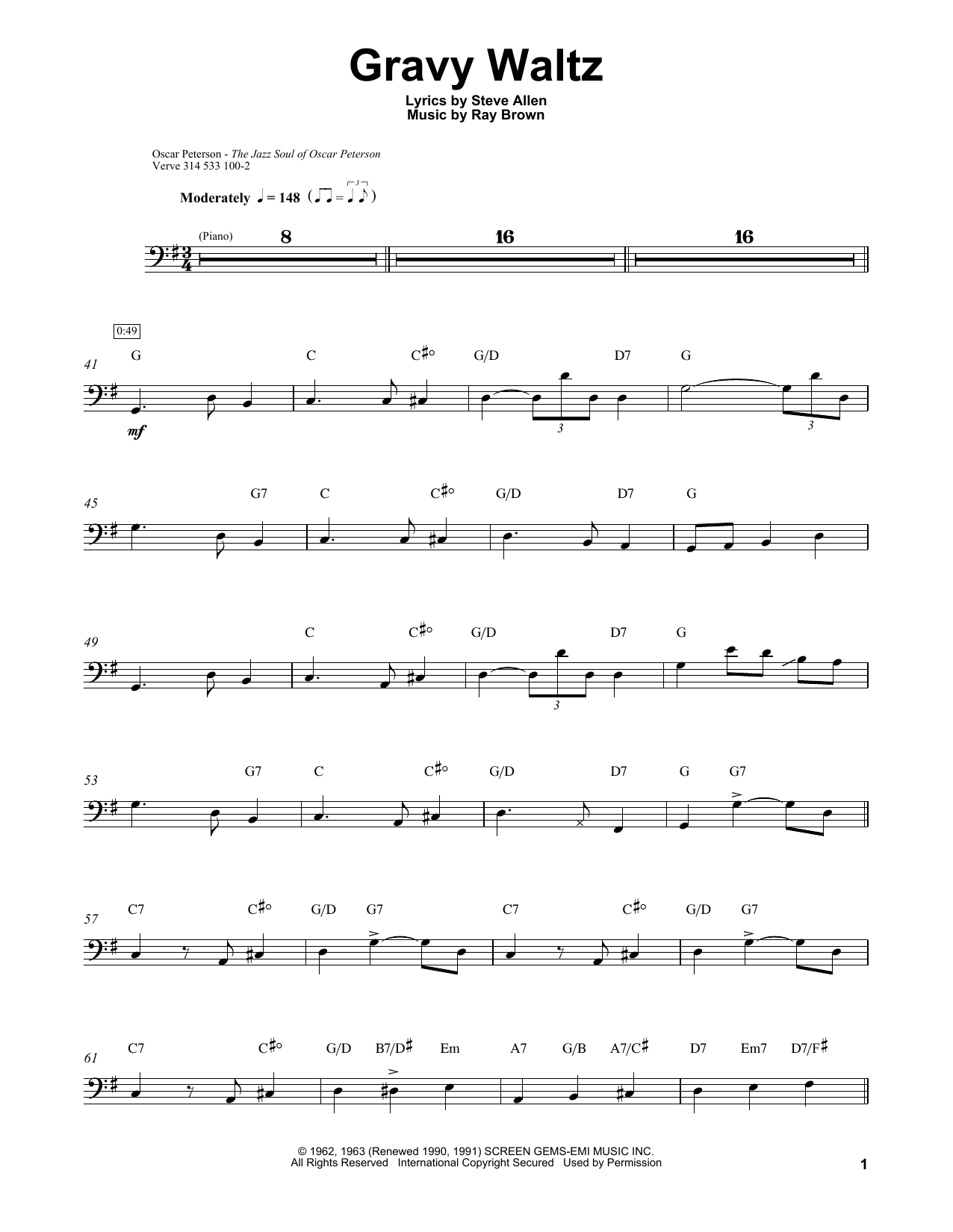 Gravy Waltz (String Bass Transcription) von Ray Brown