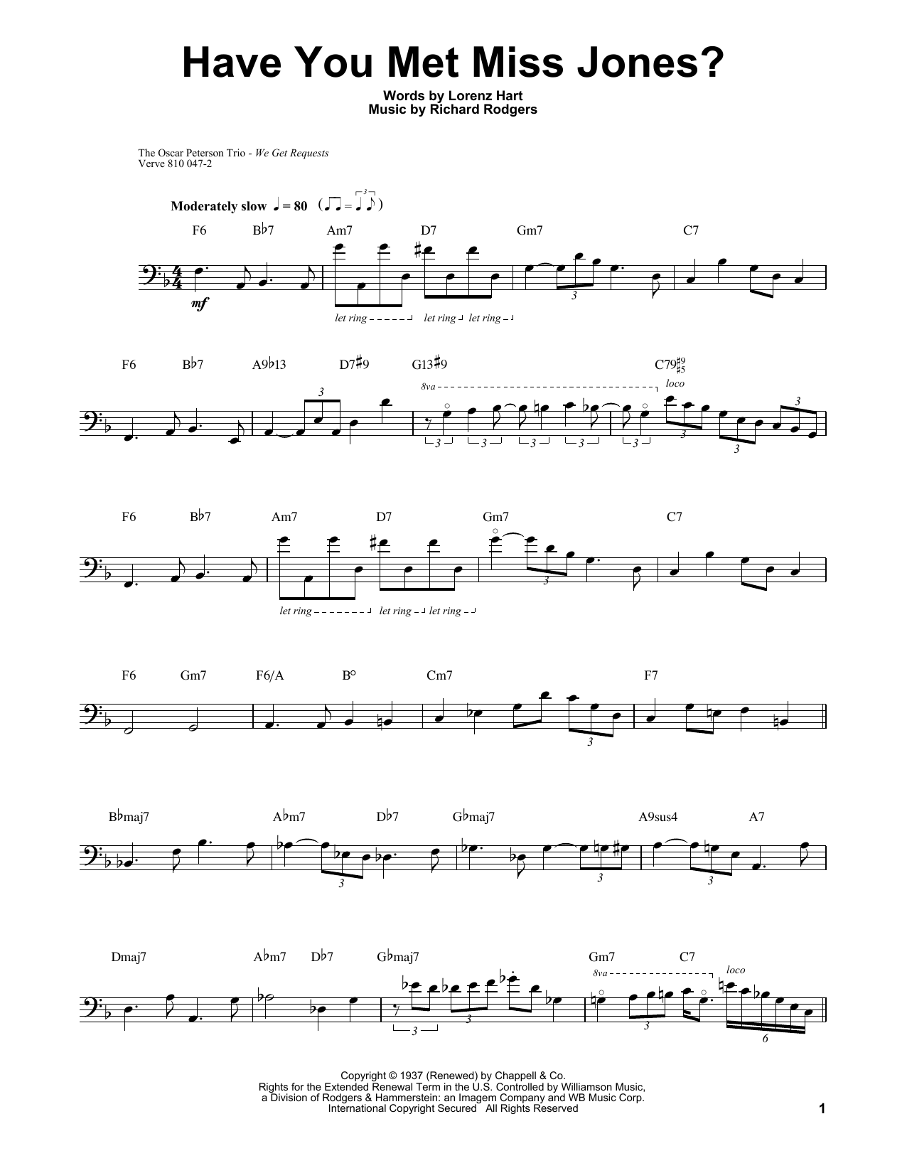 Have You Met Miss Jones? (String Bass Transcription) von Ray Brown