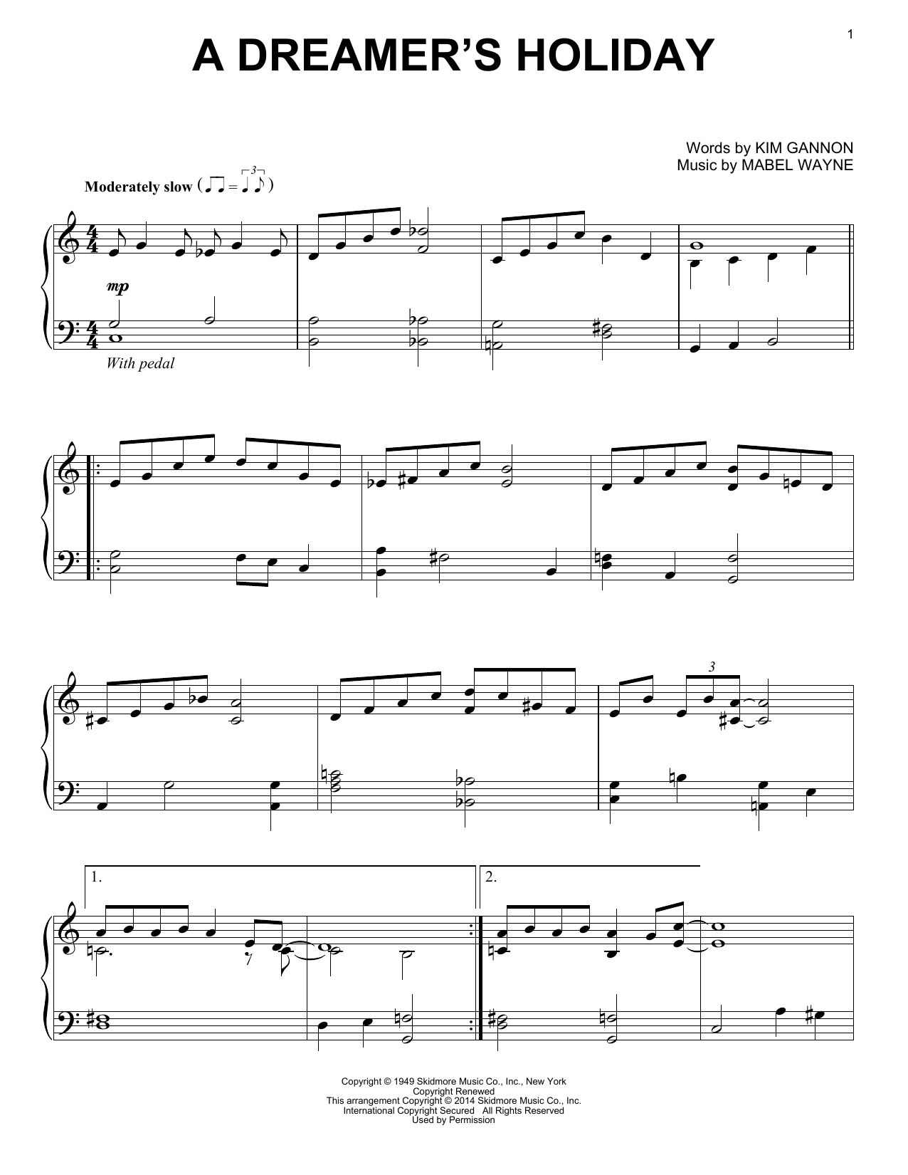 A Dreamer's Holiday (Piano Solo) von Perry Como