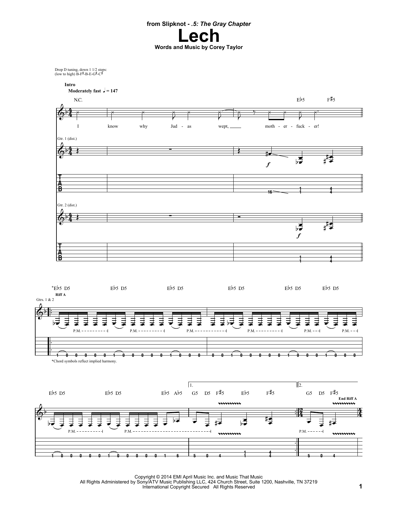 Lech (Guitar Tab) von Slipknot