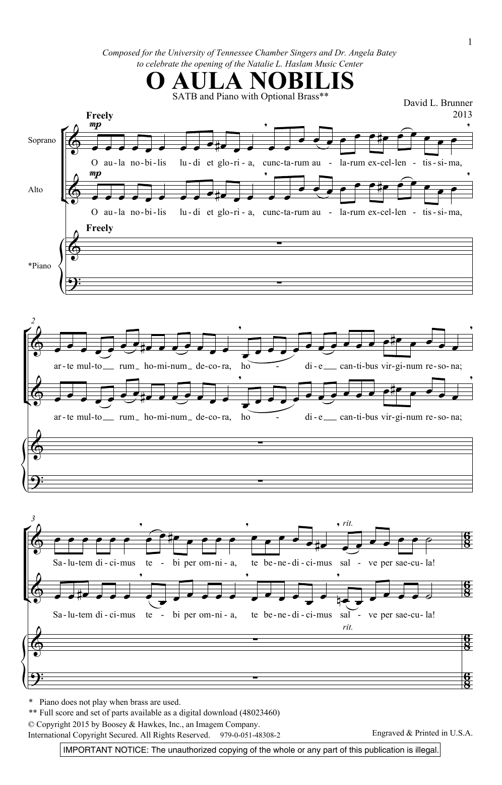 O Aula Nobilis (SATB Choir) von David Brunner