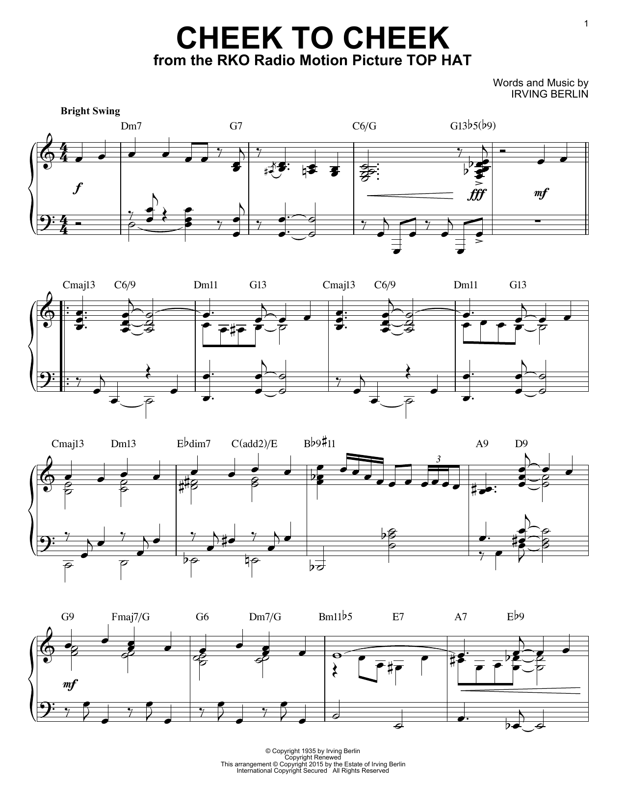 Cheek To Cheek [Jazz version] (arr. Brent Edstrom) (Piano Solo) von Irving Berlin