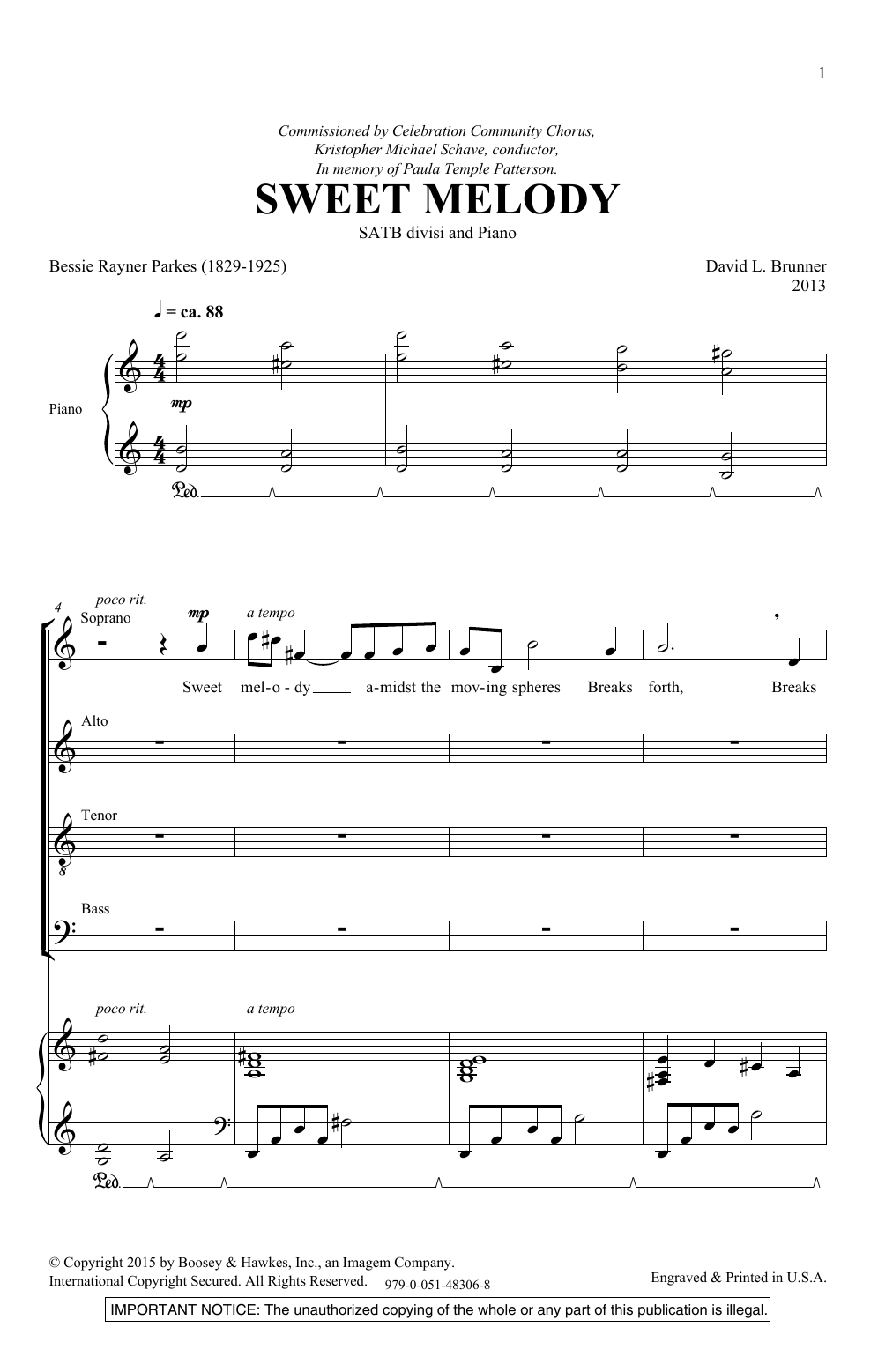 Sweet Melody (SATB Choir) von David Brunner